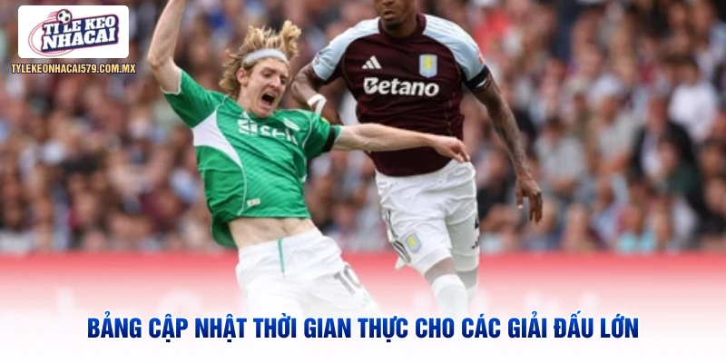 Bảng cập nhật thời gian thực cho các giải đấu lớn